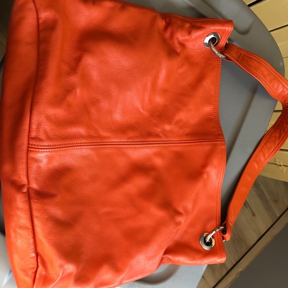 Gently used orange leather hobo bag - Picture 2 of 5